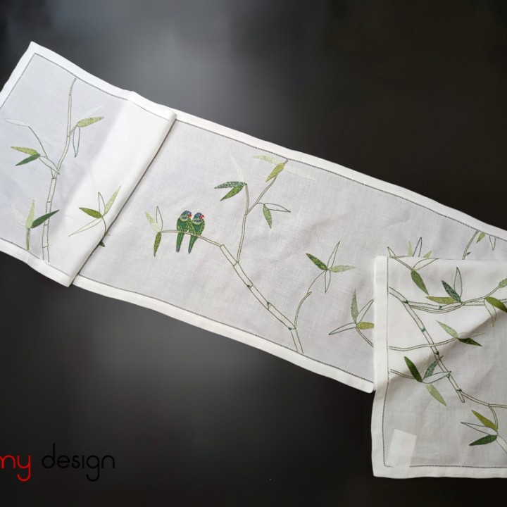 Table runner -bamboo branch embroidery